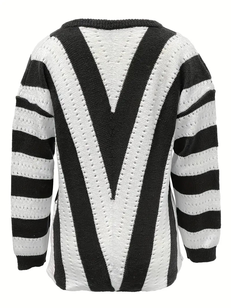 Shaila Trui – Gestreepte Damestrui met V-Patroon