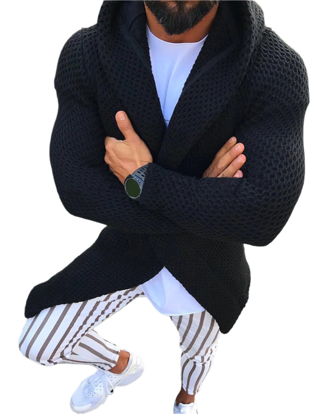 Nestor Hoodie-Cardigan – Grofgebreid Vest met Comfortabele Pasvorm en Moderne Look