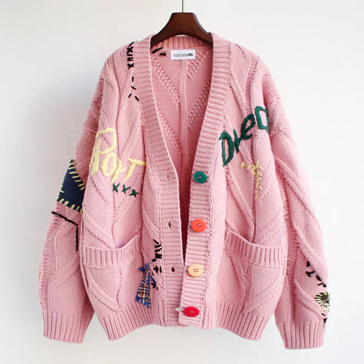 Nerina Patchwork Cardigan – Elegante Damesvest met Unieke Details