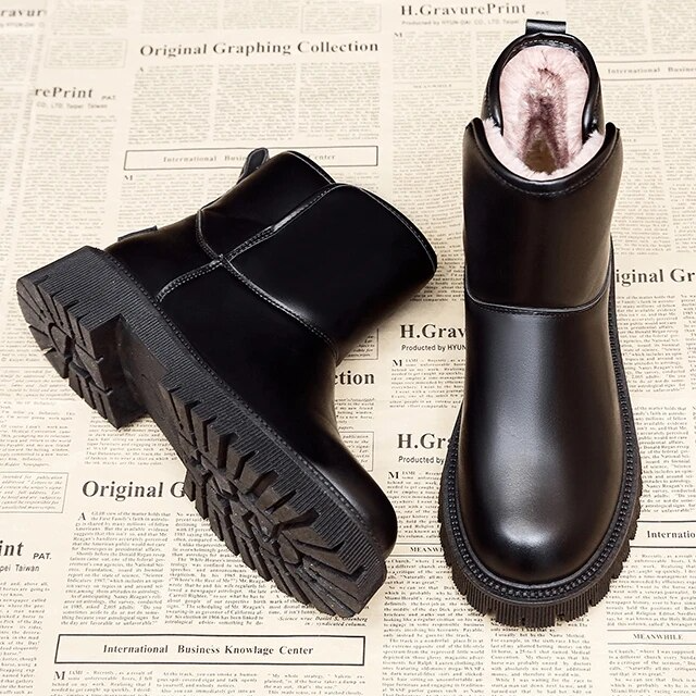 Tisha Enkellaarsjes – Warme Dameslaarsjes met Imitatiebont en Stevige Zool