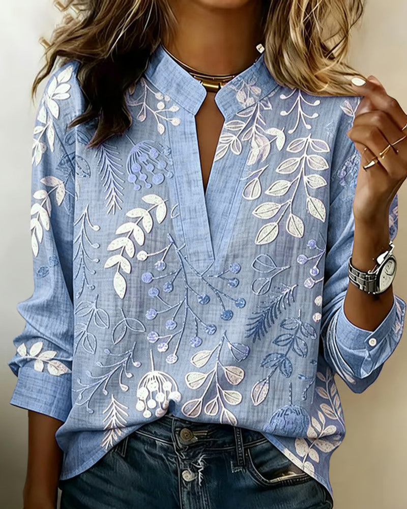 Floréa | Blouse Fleurie à Col Montant Élégant