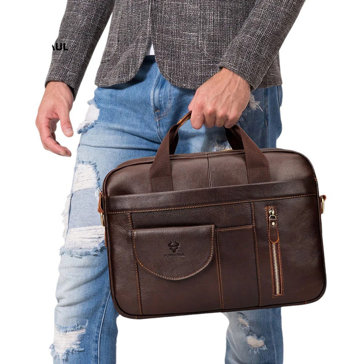 Marcello Aktetas – Leren Zakentas met Compartimenten voor Laptop en Documenten