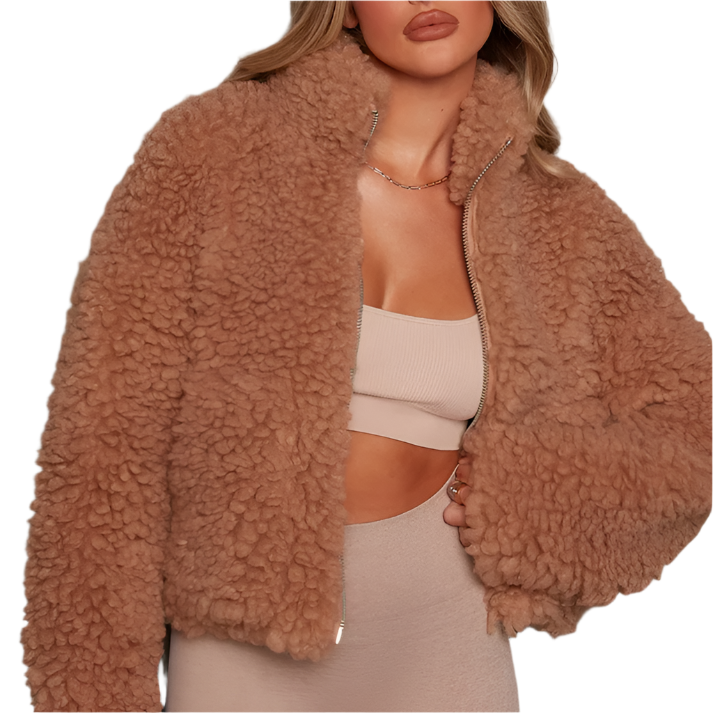 Liora Pluche Damesjas – Warme Winterjas met Zachte Pasvorm