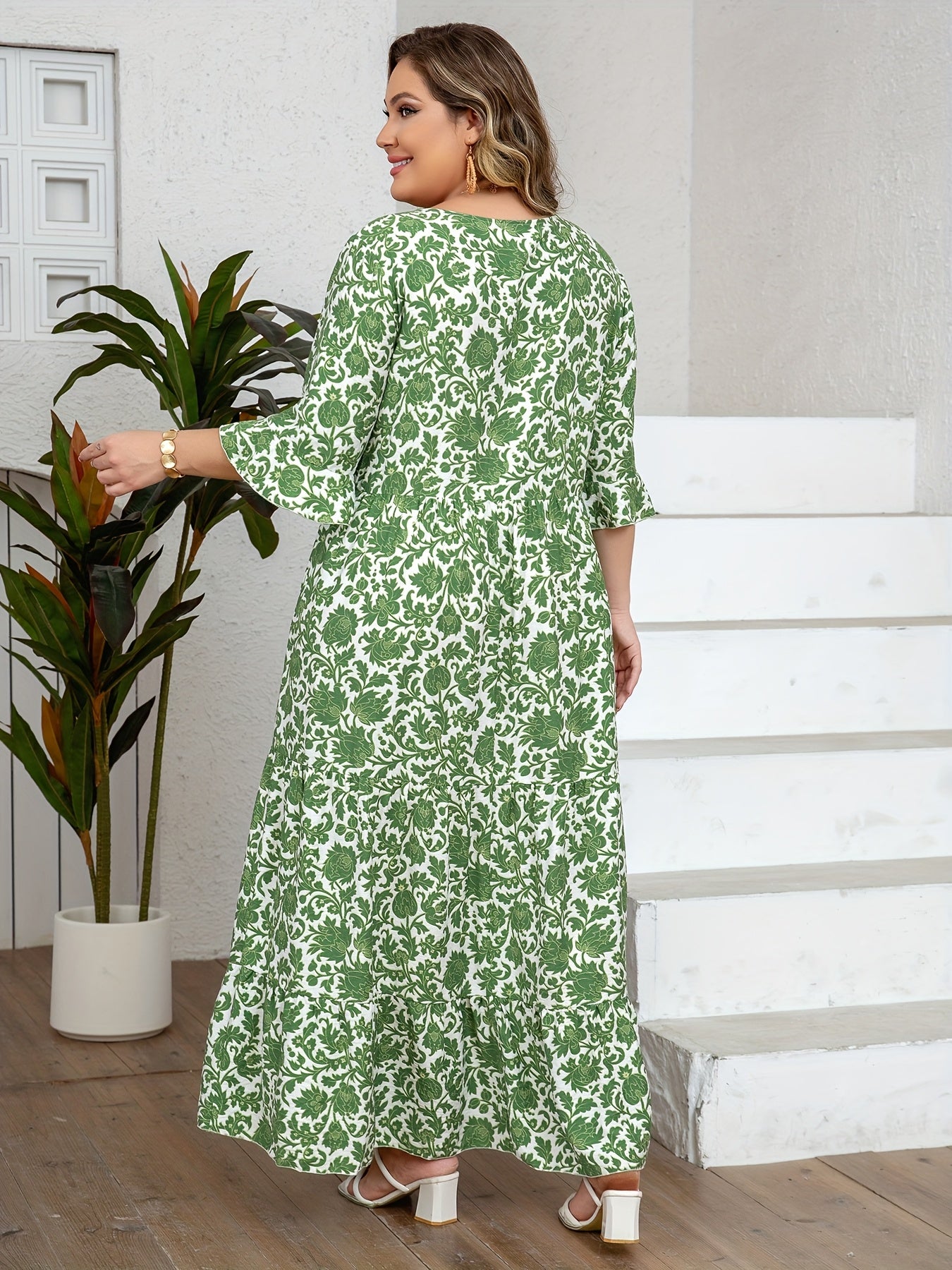 Azélie | Robe Longue Fleurie (Grande Taille)