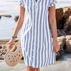 Maréva | Robe Chemise Rayée Fluide (Grande taille)