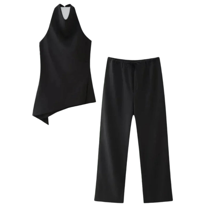 Galiana Co-Ord Set – Elegante Tweedelige Set met Wijde Pijpen en Blouse