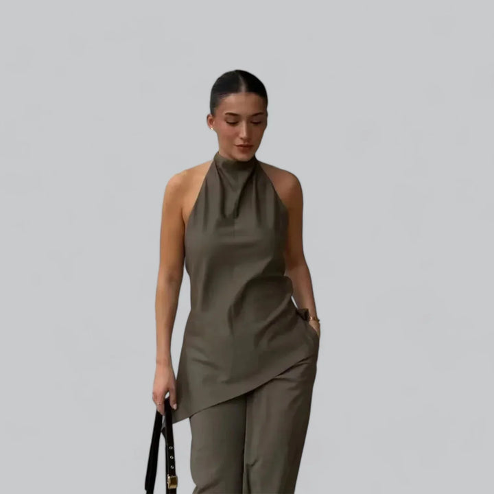 Galiana Co-Ord Set – Elegante Tweedelige Set met Wijde Pijpen en Blouse