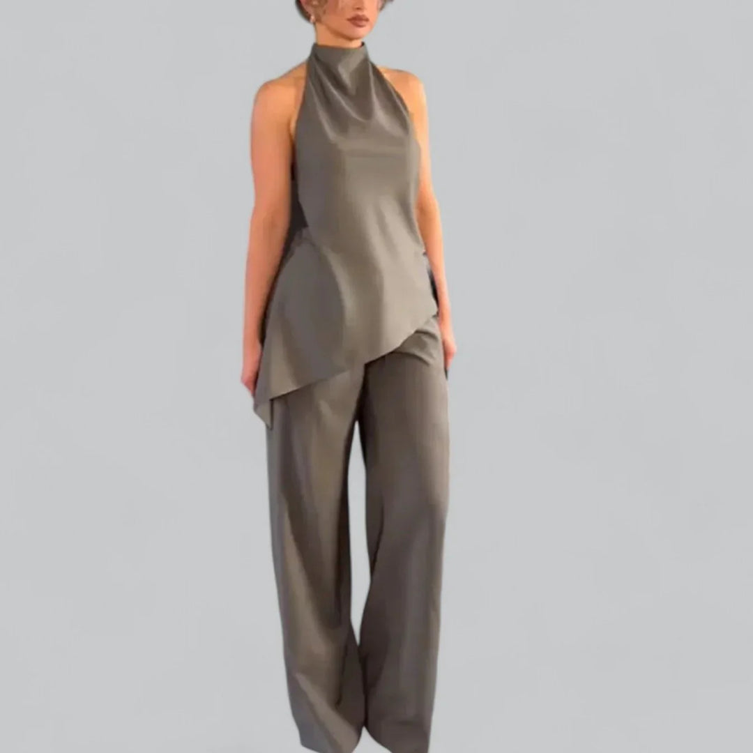 Galiana Co-Ord Set – Elegante Tweedelige Set met Wijde Pijpen en Blouse