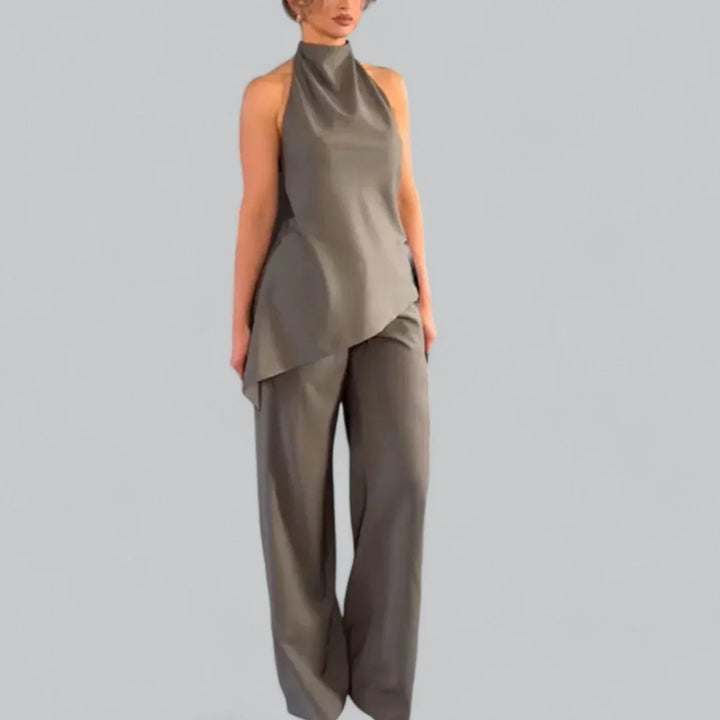 Galiana Co-Ord Set – Elegante Tweedelige Set met Wijde Pijpen en Blouse