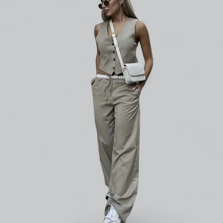 Jocasta Co-Ord Set – Chic Tweedelig Pak met Geknoopte Detail