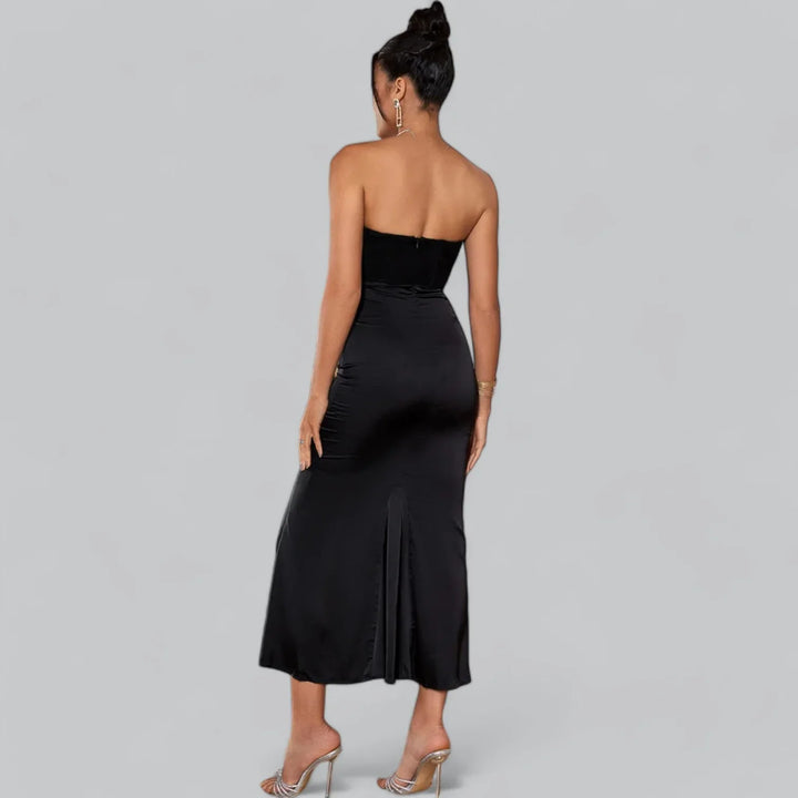 Katriel Maxi Jurk – Strapless Fluwelen Corsetjurk