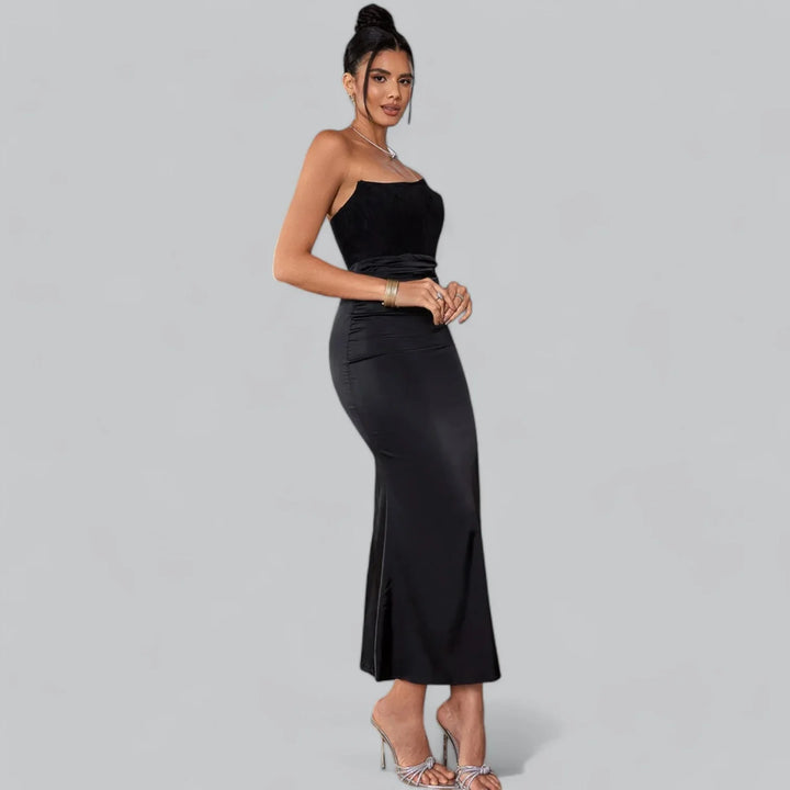 Katriel Maxi Jurk – Strapless Fluwelen Corsetjurk