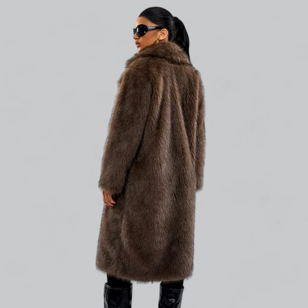 Coralie Luxe Faux Fur Jas – Elegante Dames Winterjas van Eco-Vriendelijke Faux Mink