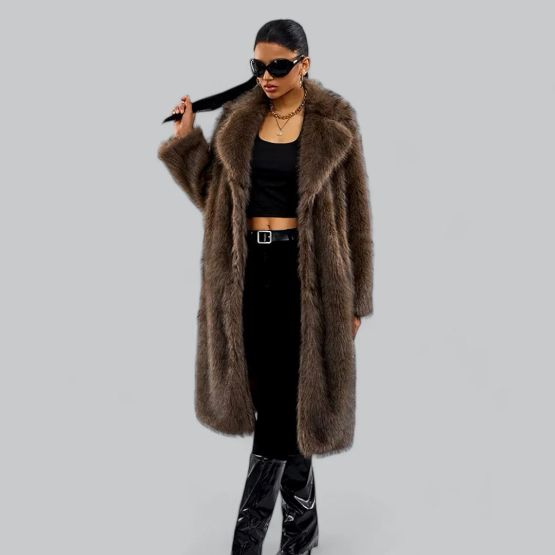 Coralie Luxe Faux Fur Jas – Elegante Dames Winterjas van Eco-Vriendelijke Faux Mink
