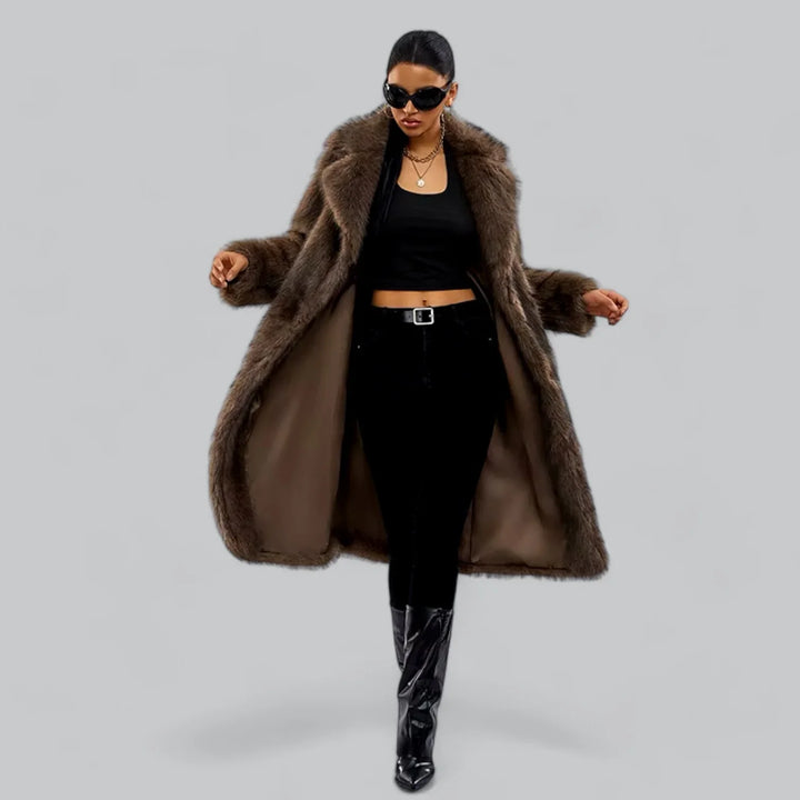 Coralie Luxe Faux Fur Jas – Elegante Dames Winterjas van Eco-Vriendelijke Faux Mink