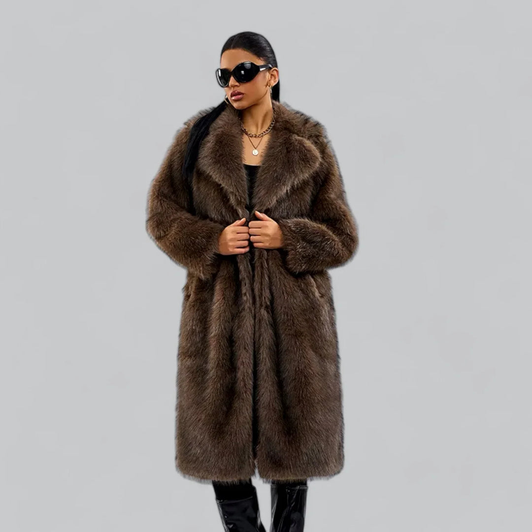 Coralie Luxe Faux Fur Jas – Elegante Dames Winterjas van Eco-Vriendelijke Faux Mink