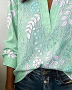 Floréa | Blouse Fleurie à Col Montant Élégant