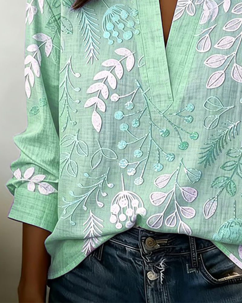 Floréa | Blouse Fleurie à Col Montant Élégant