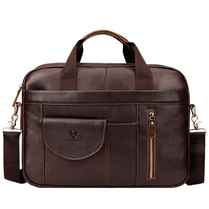 Marcello Aktetas – Leren Zakentas met Compartimenten voor Laptop en Documenten