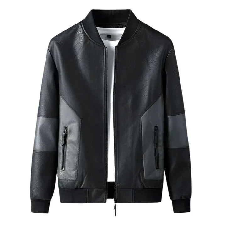 Draven Leren Jas Heren – Patchwork Design met Ritszakken en Stijlvolle Pasvorm