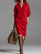 Claire | Robe Pull Élégante à Col Ouvert