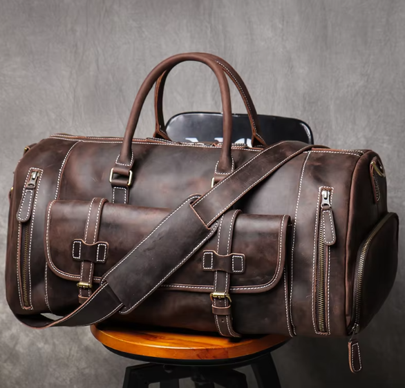 Marius – Donkerbruine Leren Reistas met Tijdloze Klasse