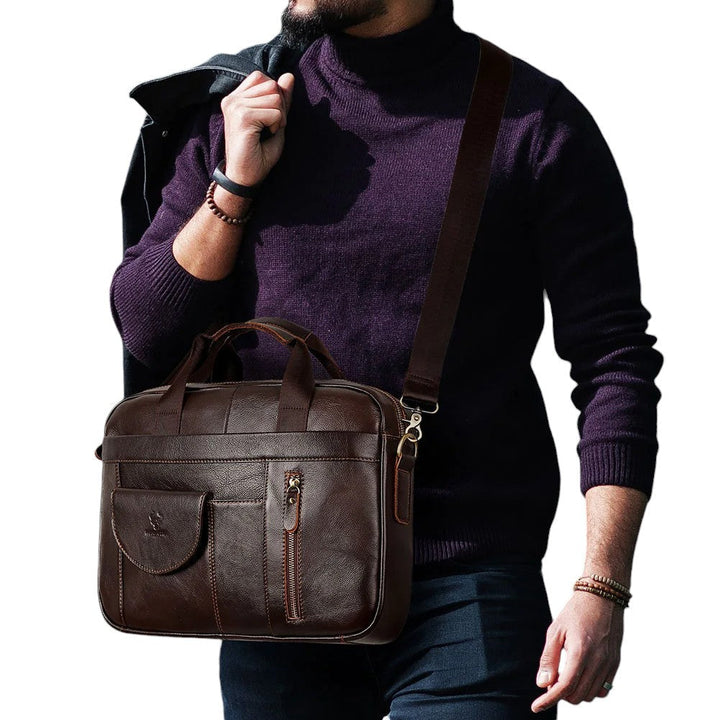 Marcello Aktetas – Leren Zakentas met Compartimenten voor Laptop en Documenten