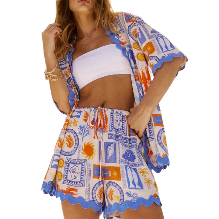 Diana – Zomer Strand Tweedelige Outfit Voor Vrouwen Met Bedrukte Set