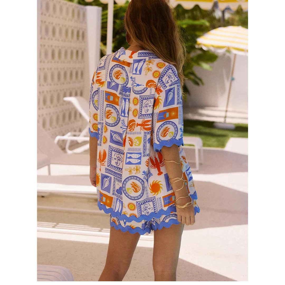 Diana – Zomer Strand Tweedelige Outfit Voor Vrouwen Met Bedrukte Set
