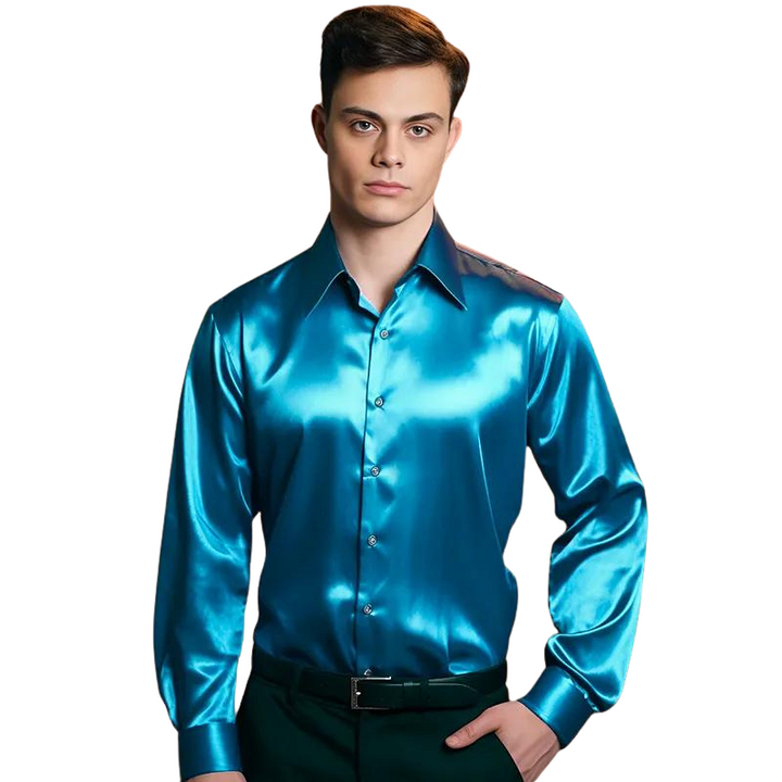 Evander Satijnen Herenblouse – Verzorgde Eenvoud met Luxe Uitstraling