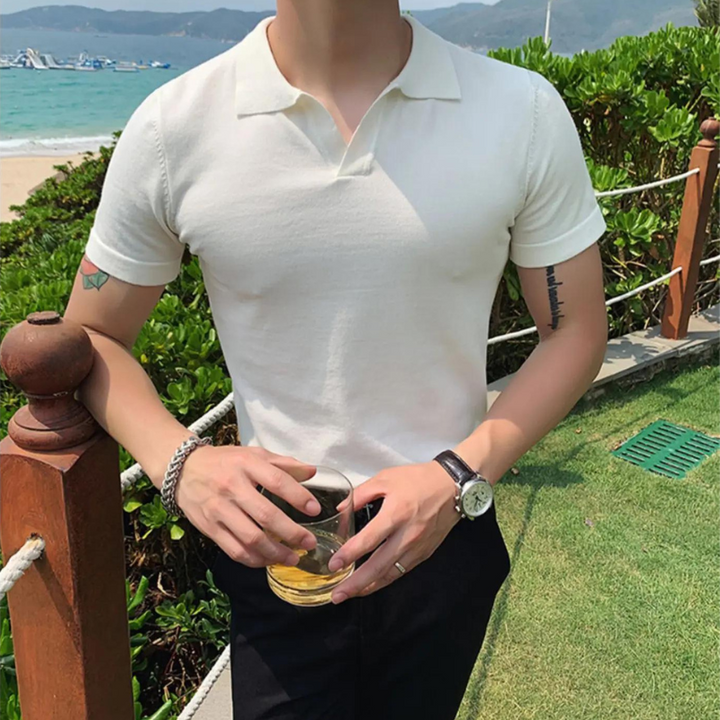 Noir V-Hals Polo voor Heren – Verzorgde Eenvoud met Moderne Klasse