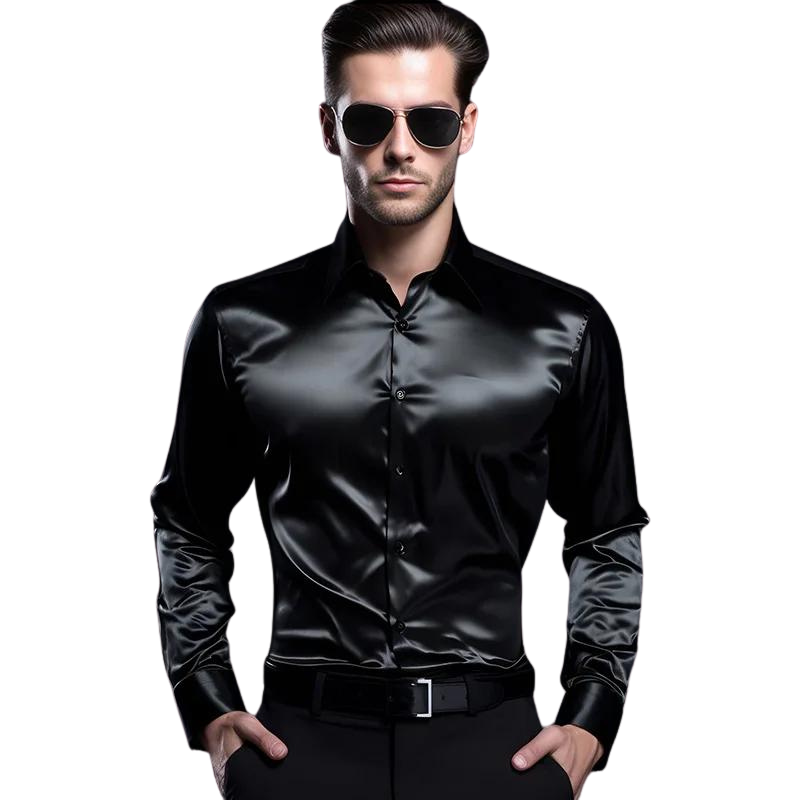 Evander Satijnen Herenblouse – Verzorgde Eenvoud met Luxe Uitstraling