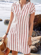 Maréva | Robe Chemise Rayée Fluide (Grande taille)