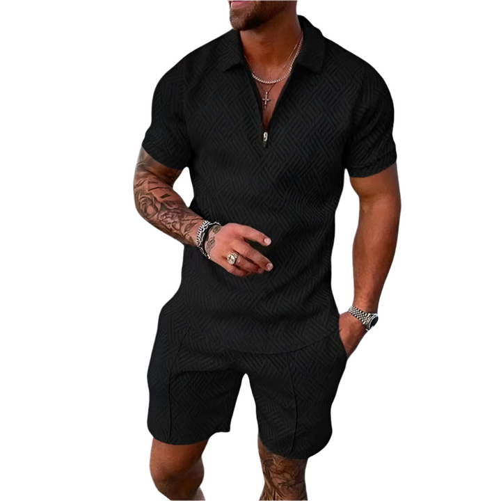 Cavani Heren Zomerset – Ademend Polo Shirt en Korte Broek in Slim Fit