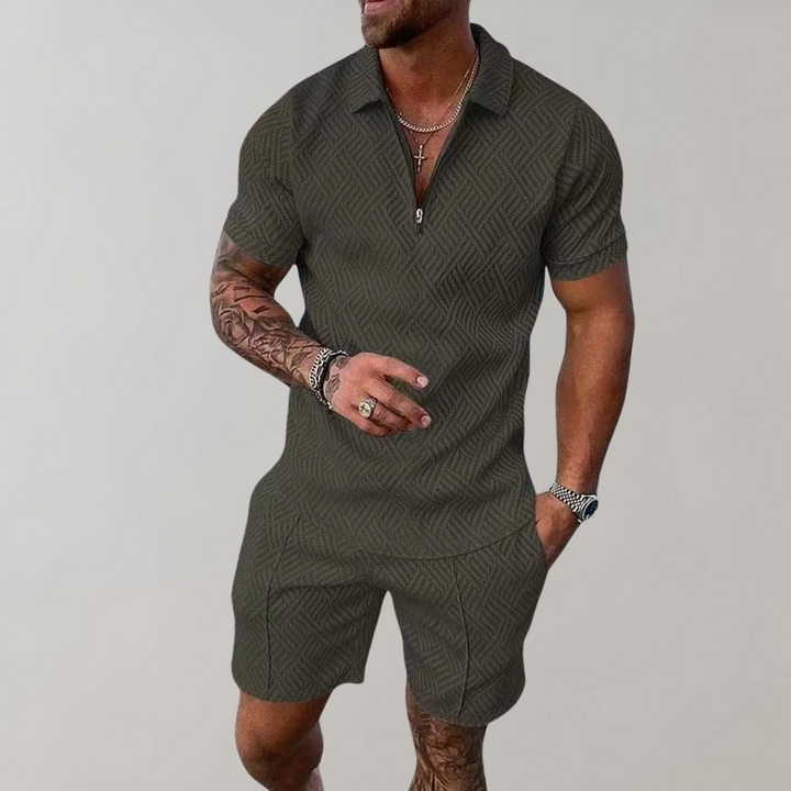 Cavani Heren Zomerset – Ademend Polo Shirt en Korte Broek in Slim Fit
