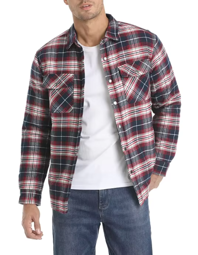 Geruite Herenjas met Voering – Warme Overshirt Jas met Ruitpatroon en Ritssluiting