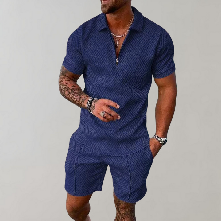 Cavani Heren Zomerset – Ademend Polo Shirt en Korte Broek in Slim Fit