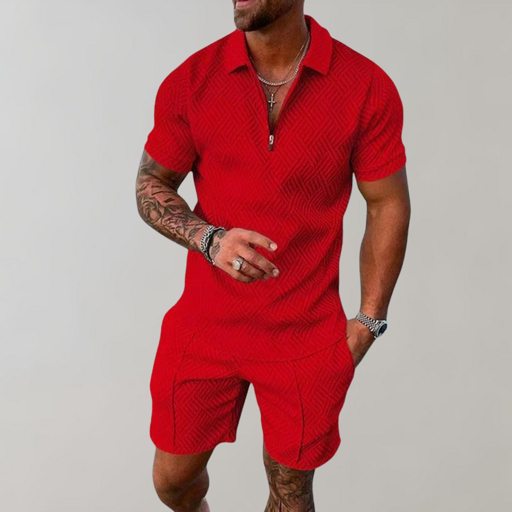 Cavani Heren Zomerset – Ademend Polo Shirt en Korte Broek in Slim Fit