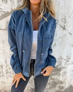 Ella | Veste en Velours Côtelé à Capuche et Zip