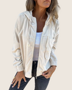 Ella | Veste en Velours Côtelé à Capuche et Zip