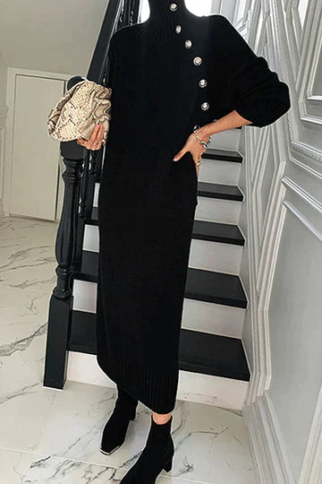 Urbi Sweaterjurk met Col – Retro Elegantie en Tijdloze Stijl