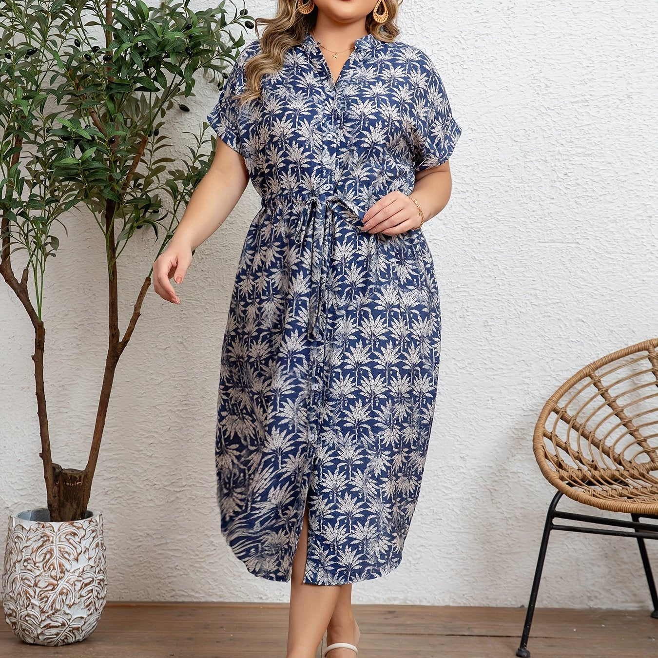 Noléa | Robe Midi Fluide à Imprimé Élégant (Grande Taille)