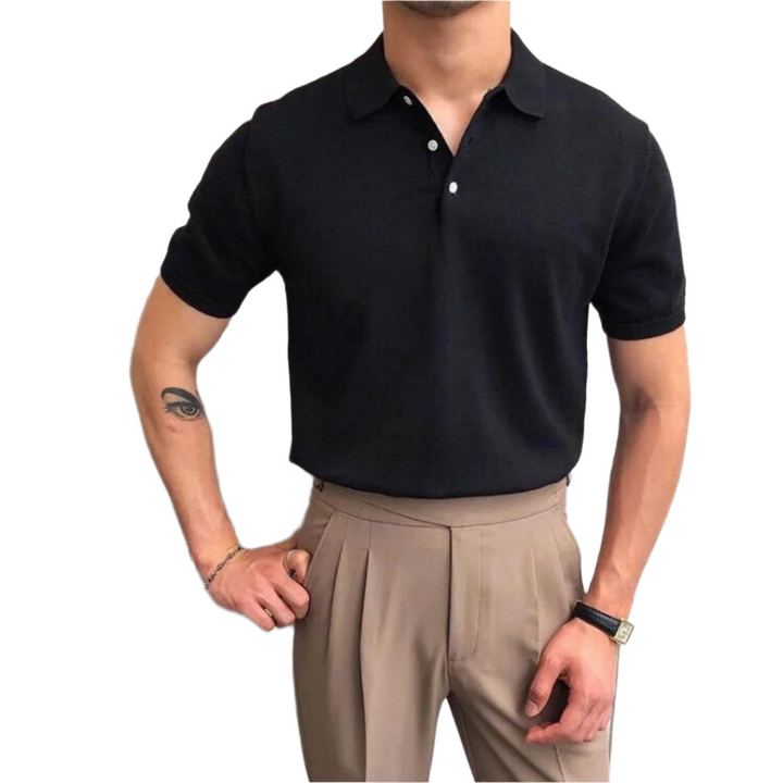 Nachum™ Luxe Gebreide Polo voor Heren – Elegante Pasvorm en Hoogwaardig Comfort
