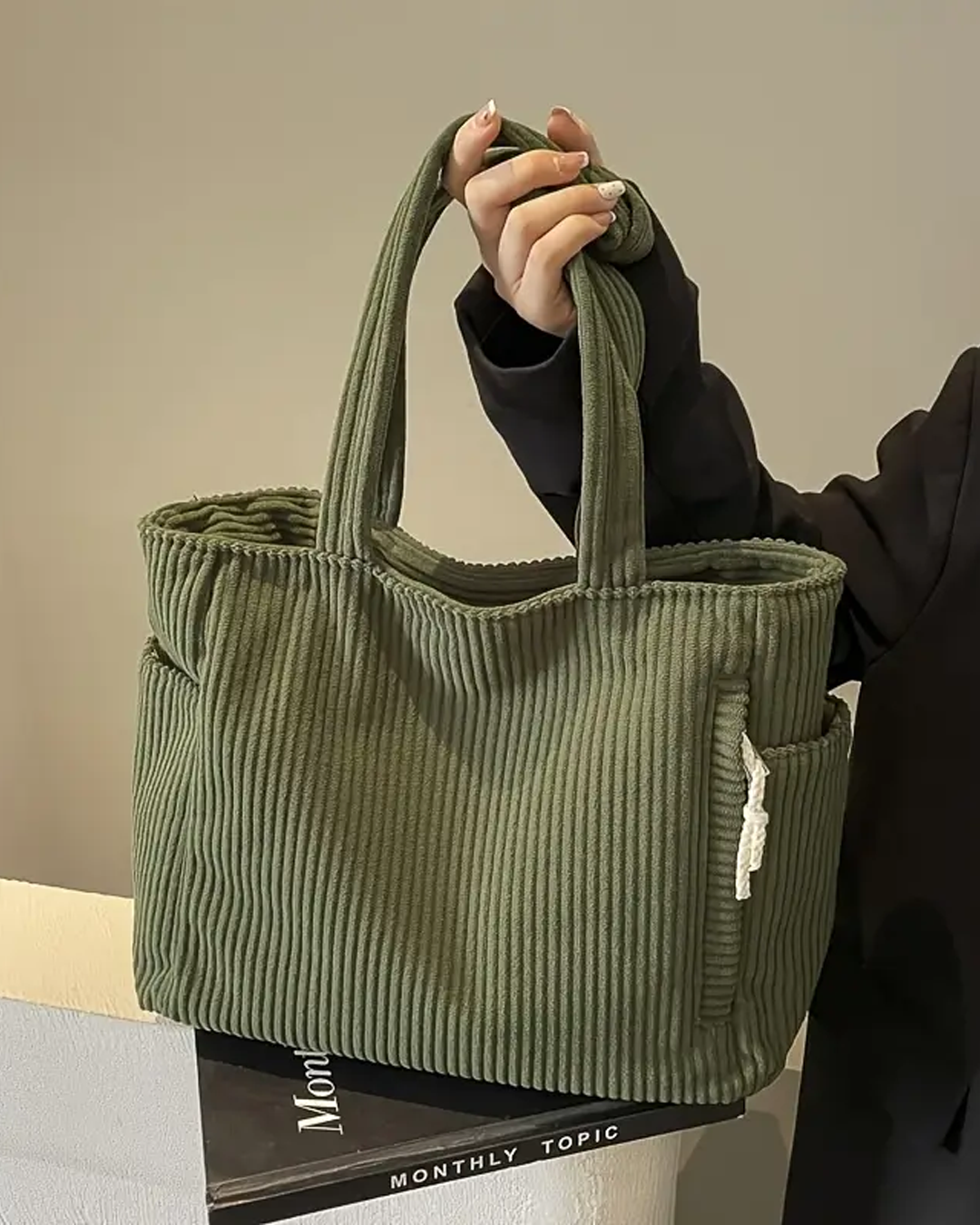 Éloïse | Sac cabas côtelé avec détail cordon