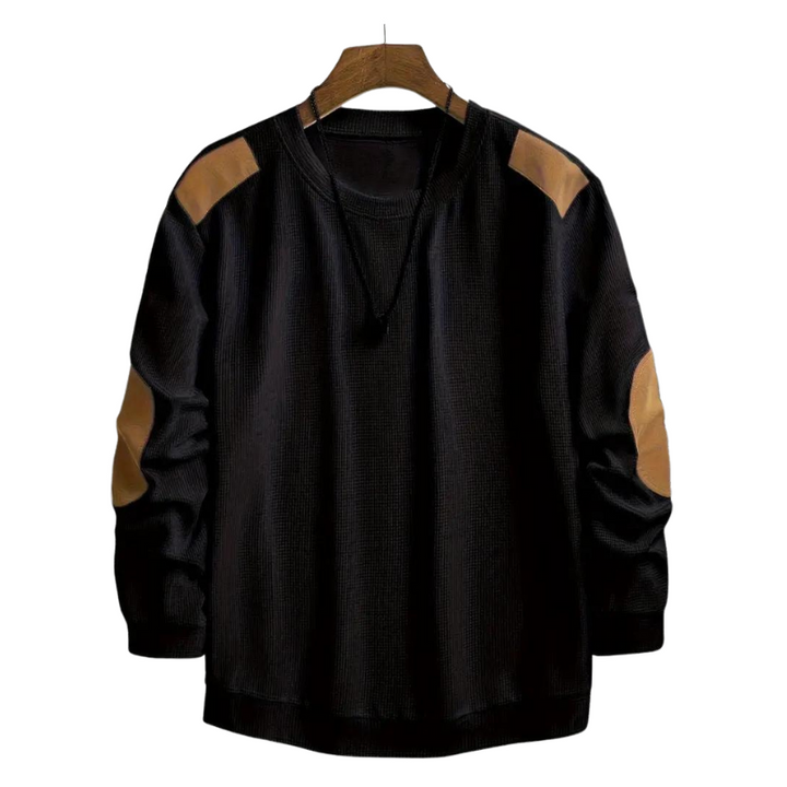 Luxe Herentrui met Leren Elleboogpatches – Warmte en Verfijning in Eén