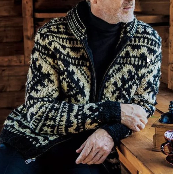 Arctic Knit Herenvest met Kraag – Scandinavische Warmte en Stijl