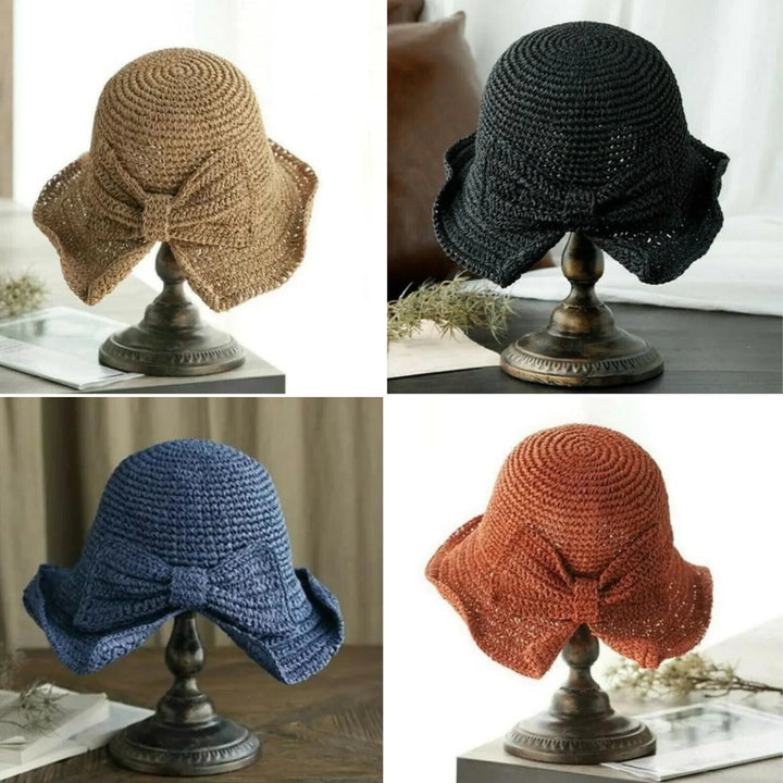 Tilosa Zomerse Dameshoed – Handgeweven Strohoed met Brede Rand en Strikdetail