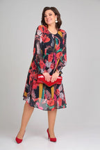 Léonie (Grande taille) | Robe midi fleurie élégante