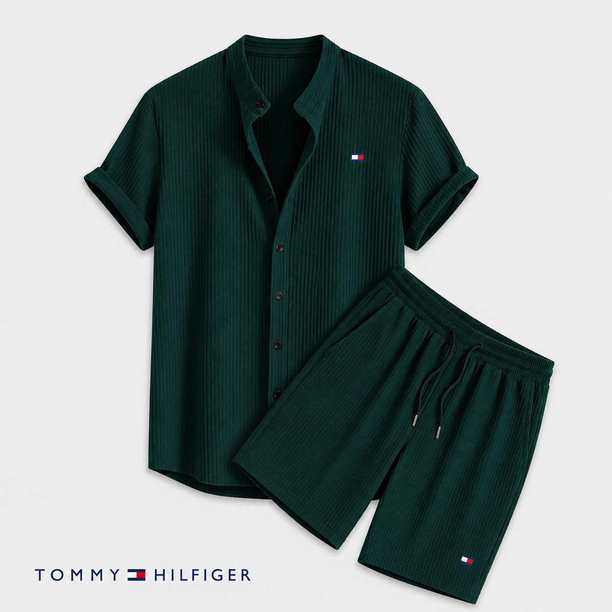 Tommy – Ensemble d’été pour homme avec chemise à manches courtes et short | 1 acheté = 1 offert