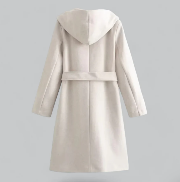 Calytrix Lange Mantel – Elegante Damesmantel met Ceintuur en Capuchon